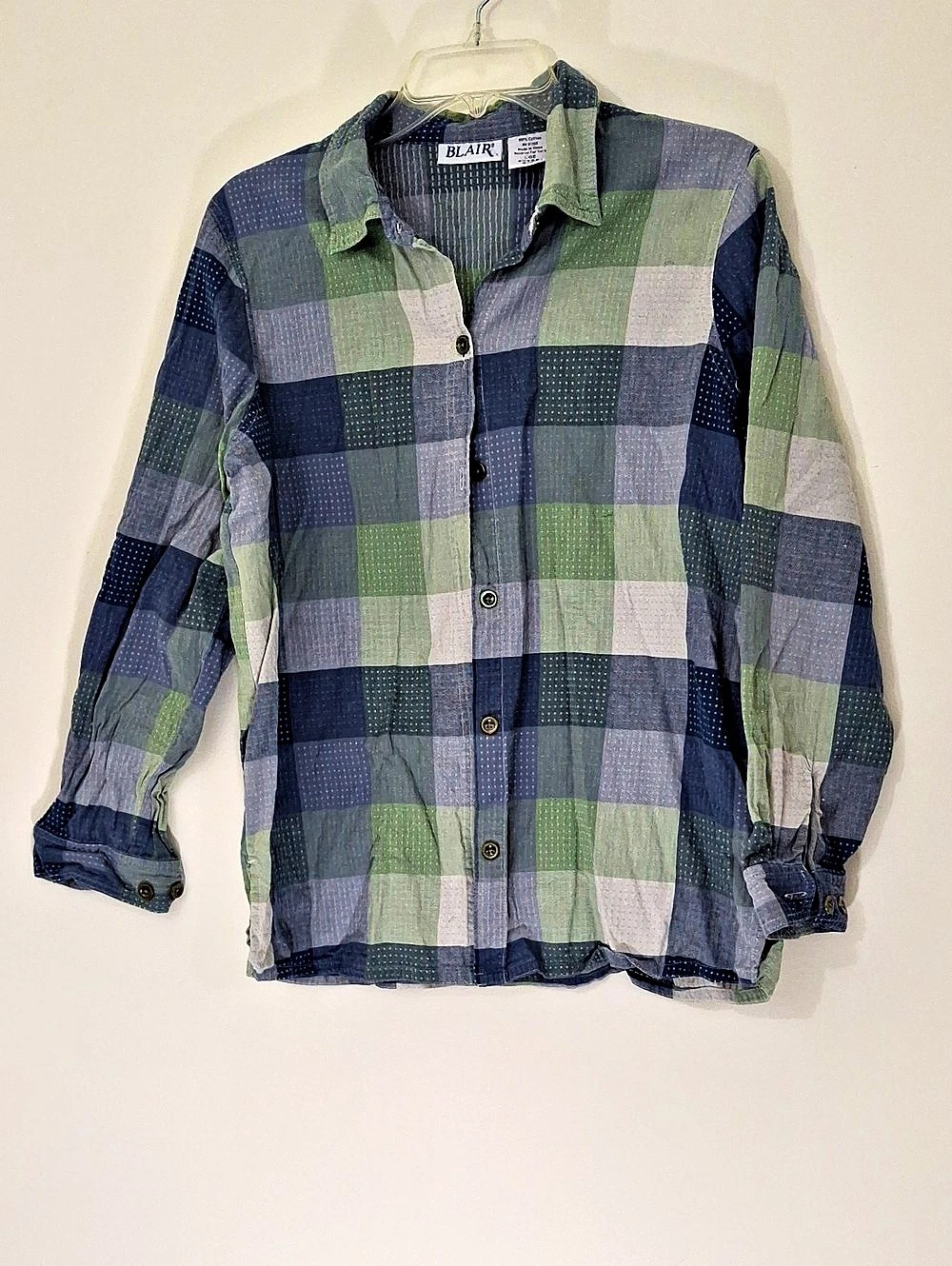 Blair Plaid Cotton Button Down Size Large